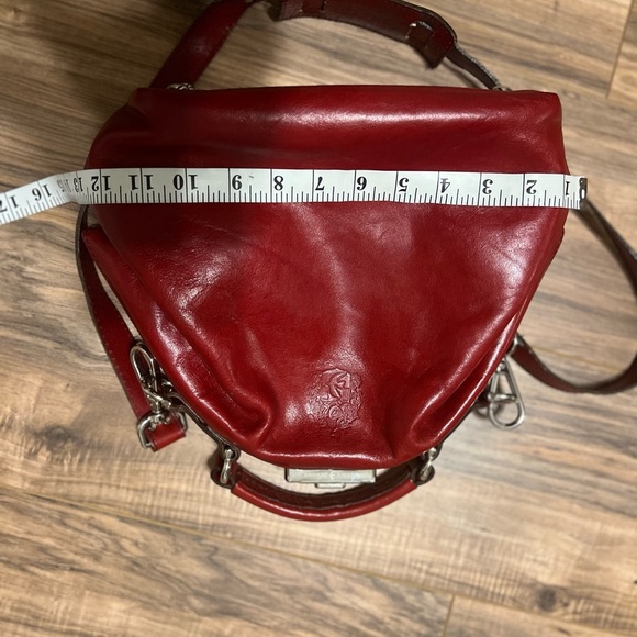 Cécile & Jeanne Paris Red Leather Vintage Doctor Bag Top Handle Crossbody Chic - Picture 12 of 13